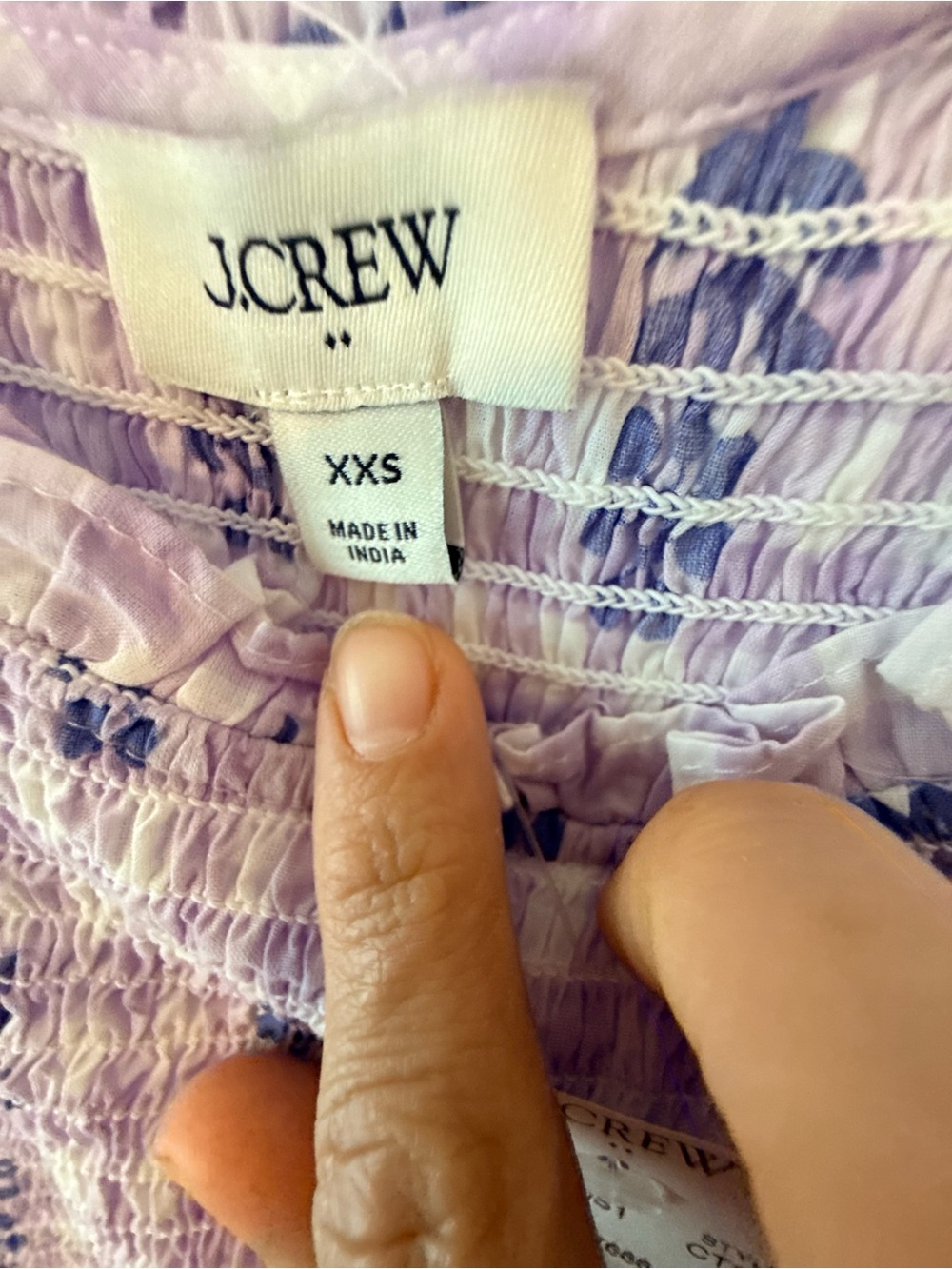 J. Crew Lavender Gingham Floral Smocked Midi Dress - Picture 6 of 8